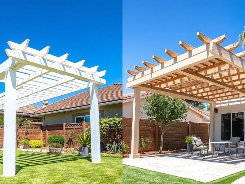 aluminum vs wood pergola San Diego illustration